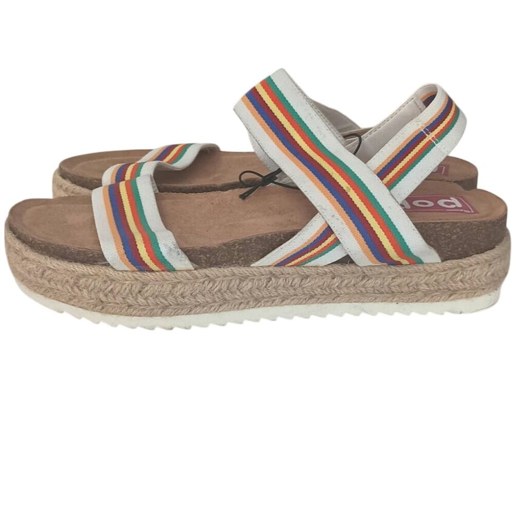 $ 🌈POP Espilldra  platform sandal strappy rainbow striped size 8 W